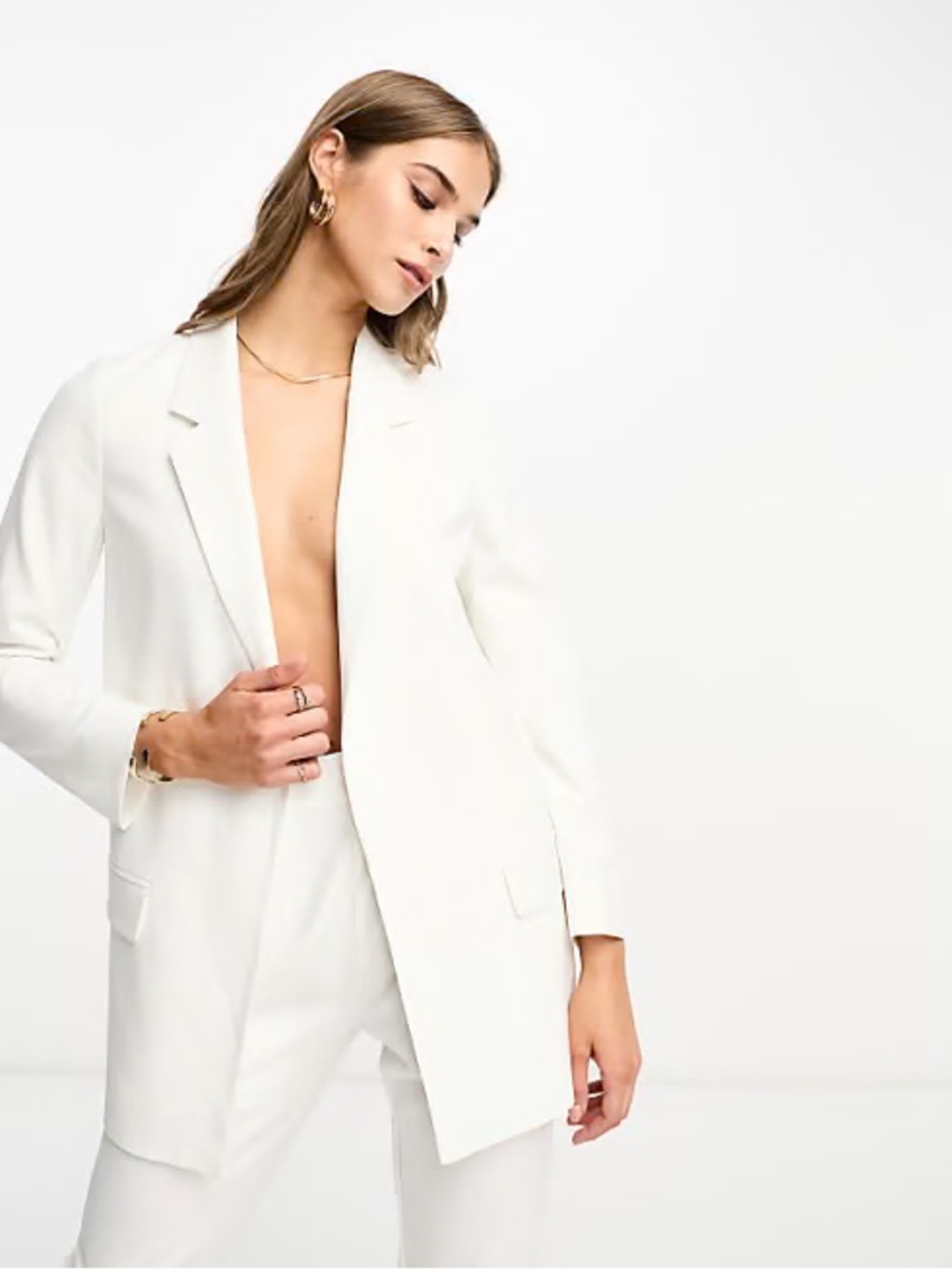 ALEIDA Lightweight Tri Blazer in Milk White